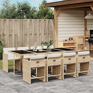 8-Piece Beige PE Rattan Patio Dining Set