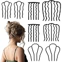 8 Piece Hair Side Combs French Twist Comb Metal Hair Fork Clip Teeth Hair Pin Stick for Updo Bun, U Shape Hair Combs Hair Tool for Vintage Hairstyle Hair Accessories