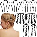 8 Piece Hair Side Combs Metal Hair Fork Clip with Teeth Hair Pin Stick for Updo Bun, U Shape Hair Combs Hair Tool for Vintage Hairstyle Hair Accessories, Black (4 Size)