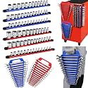 8-Piece Magnetic Socket and Wrench Organizer Set, Metric &amp; SAE, 1/4", 3/8", 1/2" Drive Socket Rail, 24-Slots Wrench Holder with Non-Slip Handle for Toolbox Drawer Storage (Socket Wrench not Included)