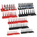 AIUITIO 8 Piece Metric &amp; SAE Socket Organizer Tray Set, 1/4-Inch, 3/8-Inch &amp; 1/2-Inch Drive Standard &amp; Deep Socket Holders for Toolboxes, Store 176 Sockets