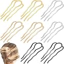 8 Pieces Hair Side Combs, Metal Hair Fork Clip Hair Pins for Buns Hair Updo U-Shape Hair Sticks for Women Hair Styling Tool Accessories (mixed)