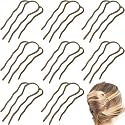 8 Pieces Hair Side Combs, Metal Hair Fork Clip Hair Pins for Buns 4 Prong Hair Updo U-Shape Hair Sticks for Women Hair Styling Tool Accessories (Bronze)