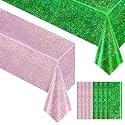 8 Pack Pale Pink &amp; Green Holographic Tablecloths, 40 x 108 Inch Party Decor