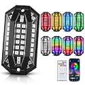 8 Pods RGB LED Rock Lights Aluminum 3D Multi-Sided Lighting w/Brake Turn Signal Reverse Mode, APP & Remote Control Music Voice Sync Underglow Lights for Trucks Offroad Utv Waterproof