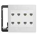 8 Port Ethernet Wall Plate White Cat6 Keystone Jack RJ45 Outlet Network Cables Inline Coupler Wires Connector Date Box Cover with 2Gang Low Voltage Mount