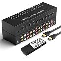 8 Port RCA to HDMI Converter 1080P/720P RCA Composite CVBS AV Switch to HDMI Converter Adapter Support 4:3/16:9 Switch, for Sega Xbox PS1 PS2 PS3 N64 NGC SNES WII VHS VCR Camera DVD(With Remote）