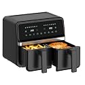 4QT+4QT Dual Basket Air Fryer - Digital Touchscreen, Smart Sync Finish,Auto Shutoff, 2 Independent Nonstick Dishwasher-Safe Frying Baskets - 8 Quart Digital Double Air Fryer