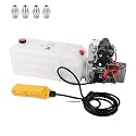 8 Quart Hydraulic Pump 12V DC Hydraulic Power Unit Double Acting Double Solenoid Dump Trailer Pump with Plastic Reservoir for Dump Trailer &amp; Lifting Platforms
