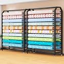 8 rods Commercial Fabric Roll Storage Rack, Large Textile Fabric Display Rack with Adjustable Hanging Rod, Movable Organizer Holder for Vinyl Roll/Leather Roll/Curtain Studio/Wallpaper (8 rods)