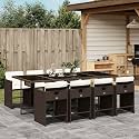 8-Seater Patio Dining Set with 8 Brown