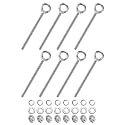 M METERXITY 8-Sets Stainless Eyebolt M10x198mm Shoulder Lifting Eye Bolt with Nuts Washers Male Screw Thread Ring Shoulder Eye Bolts Length 7.8 Inch for Suspending/Fastening