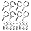 M METERXITY 8-Sets Stainless Eyebolt M10x30mm Shoulder Lifting Eye Bolt with Nuts Washers Male Screw Thread Ring Shoulder Eye Bolts Length 1.18 Inch for Suspending/Fastening