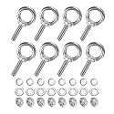 M METERXITY 8-Sets Stainless Eyebolt M10x40mm Shoulder Lifting Eye Bolt with Nuts Washers Male Screw Thread Ring Shoulder Eye Bolts Length 1.57 Inch for Suspending/Fastening