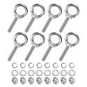 M METERXITY 8-Sets Stainless Eyebolt M10x51mm Shoulder Lifting Eye Bolt with Nuts Washers Male Screw Thread Ring Shoulder Eye Bolts Length 2.01 Inch for Suspending/Fastening