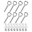 M METERXITY 8-Sets Stainless Eyebolt M10x78mm Shoulder Lifting Eye Bolt with Nuts Washers Male Screw Thread Ring Shoulder Eye Bolts Length 3.07 Inch for Suspending/Fastening
