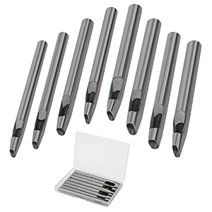 8 size oval hole punch for leather 2mm-5mm boyistar leather craft punch tools set hollow punching oval belt hole cutter tool for watch band belt leather crafting with storage box