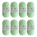 8 Skeins Crochet Knitting Yarn 70% Rayon derived from Bamboo, 30% Cotton Superfine Fingering Weight Sunny Cat Cotonnio Imported (Pistachio Green)