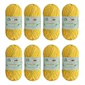 8 Skeins Crochet Knitting Yarn 70% Rayon derived from Bamboo, 30% Cotton Superfine Fingering Weight Sunny Cat Cotonnio Imported (Sun Flower)