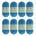 8 Skeins Crochet Knitting Yarn 70% Rayon derived from Bamboo, 30% Cotton Superfine Fingering Weight Sunny Cat Cotonnio Imported (Cerulean Blue)