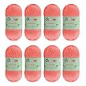 8 Skeins Crochet Knitting Yarn 70% Rayon derived from Bamboo, 30% Cotton Superfine Fingering Weight Sunny Cat Cotonnio Imported (Sea Coral)