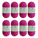 8 Skeins Crochet Knitting Yarn 70% Rayon derived from Bamboo, 30% Cotton Superfine Fingering Weight Sunny Cat Cotonnio Imported (Pink Ginger)