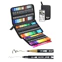 80 Colors Dual Brush Markers, Fine and Brush Tips Numbered Pens with App, for Adults, Coloring Book Bullet Journaling Note Taking Planner Hand Lettering Calligraphy Drawing Art Supplies Kit