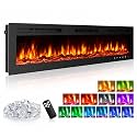 Garvee 80 Inch Electric Fireplace, Modern Wall Mounted Fireplace Heater