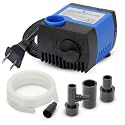 80 GPH Submersible Water Pump - Adjustable Quite Aquariums, Fountains, Hydroponics, and Pond Pump, 2.25 ft Lift, 4.5W