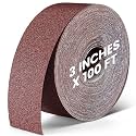 80 Grit Sandpaper Roll 3''x100 ft Long Continuous Emery Cloth