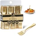 80 Pack Disposable Gold Mini Plastic Fork 4in Appetizer Dessert
