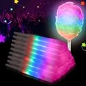 80 Pieces Cotton Candy Cones with LED Multi Mode Cotton Candy Sticks Reusable Flashing Glow Sticks for Christmas Party Amusement Park Birthday Party Supplies (80 PCS)
