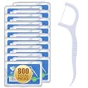 800 Count Dental Floss Picks – Built-in Toothpicks for Deep Cleaning, Comfortable Handle to Remove Plaque &amp; Protect Gums – Family Pack with 50 Picks per Portable Case for Adults &amp; Kids