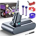 10000mAh 21.6V Battery Replacement for Dyson V7, 45 Min Runtime, Compatible with SV11 V7 Animal Motorhead Trigger Absolute Fluffy Car+Boat, Tool-Free Swap Clip & Switch Lock, 2-Yr Warranty