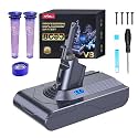 FLYLINKTECH 8000mAh V8 Battery Replacement Battery for V8 SV10 Compatible with Animal, Absolute, Fluffy, Parquet, Range Vacuum Cleaner with 3 Filters + Cleaning Brush + Screwdriver