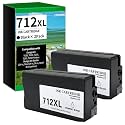 80ml Twin Packs Black 712XL 712 XL 712 Ink Cartridge Use for DesignJet T210 T230 T630 T650 Studio Plotter Printers (Black)