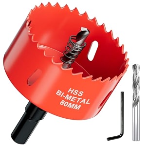 80mm bi-metal hole saw with arbor and pilot bit - fast cut quality hole cutter drill bit for wood plywood fiberglass plastic drywall and stainless mild sheet - 30mm cutting depth