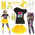 80s Outfit Women Costume Accessories Set T Shirt Shorts Tutu Skirt Neno Party Leg Warmers Headband