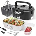 80W Electric Lunch Box for Adults, 1.5L Heated Lunch Box Food Warmer