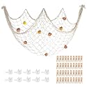 80x40'' Decorative Fishing Net w/Shells, Clips, Hanging Photo Display Net