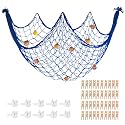 80x40'' Decorative Fishing Net w/Shells, Clips, Hanging Photo Display Net
