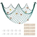 80x40'' Decorative Fishing Net w/Shells, Clips, Hanging Photo Display Net