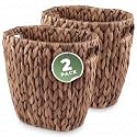 84ECO 2-Pack 3 Gallon Brown Wicker Trash Cans for Bathroom, Bedroom, Office