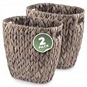 84ECO 2-Pack 3 Gallon Grey Wicker Trash Cans for Bathroom, Bedroom, Office