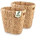84ECO 2-Pack 3 Gallon Wicker Trash Cans – Rattan Trash Can - Wicker Waste Basket for Bathroom, Bedroom, Office - Decorative Waste Basket (Natural Hyacinth)