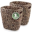 84ECO 2-Pack Oval Black Wicker Trash Cans for Bathroom