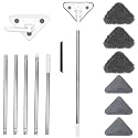 85 Inches Wall Mop Cleaner with Long Handle, Rotating Triangle Mop for Ceiling Washer, Window Duster Scrubber and Baseboard Cleaning Tools with Adjustable Extension Pole and 6 Replacement Pads