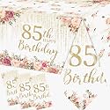 85th Birthday Decorations Tablecloth, 3Pcs Rose Gold 85th Birthday Tablecloth, Happy 85th Decorations for Women,70.8 * 42.5inch