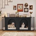 86.6'' Double Dog Crate Furniture, Oval Dog Kennel Furniture with Divider