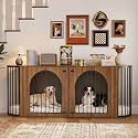 86.6'' Double Dog Crate Furniture, Oval Dog Kennel Furniture with Divider